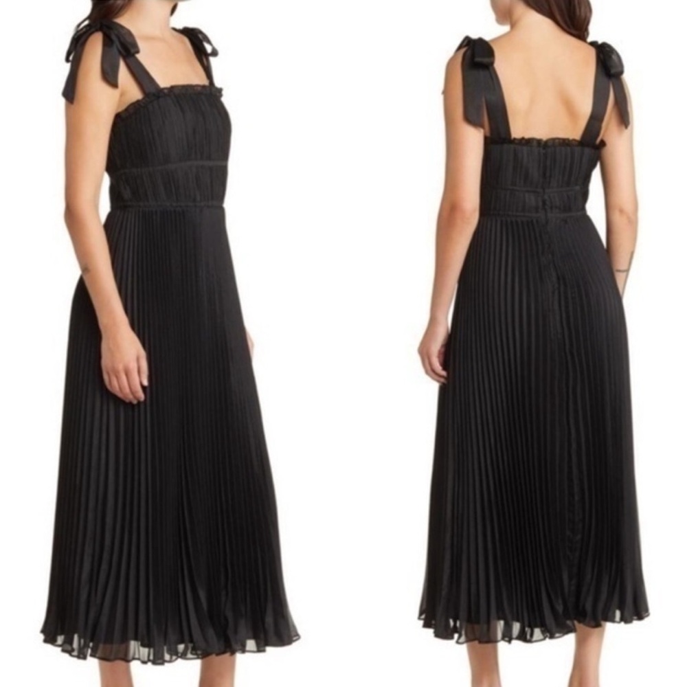 Adeline Rae pleated midi black dress